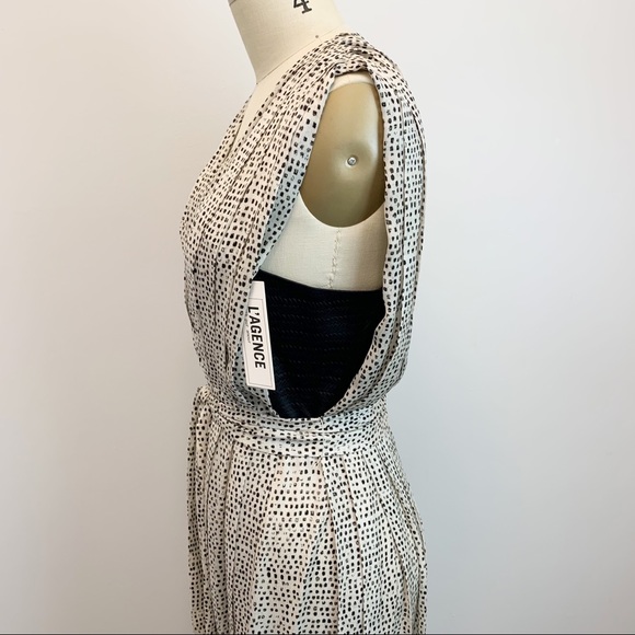 L’agence Sleeveless Pleated Dot-Print Maxi Dress Gown Size 6 - Picture 14 of 16